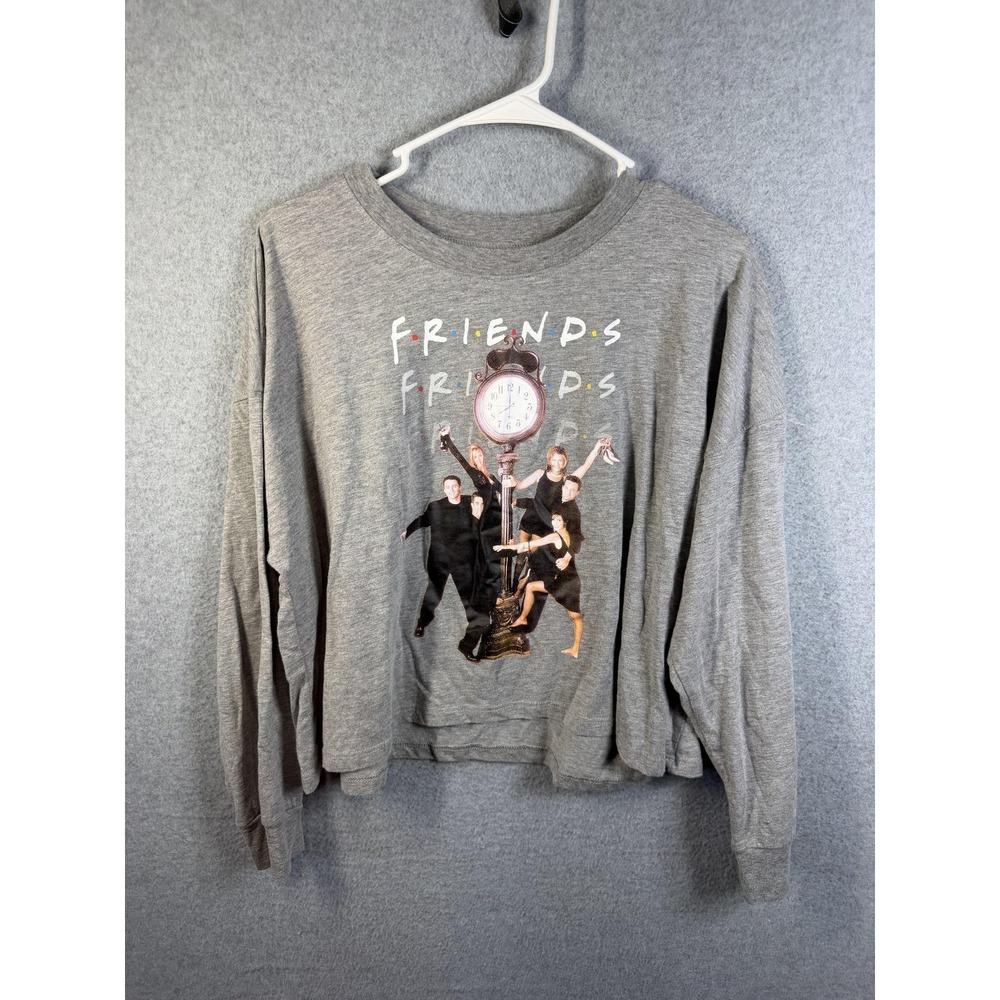 Friends Sweatshirt Womens XL Gray Crewneck Pullover Cast Graphic Logo TV 90s